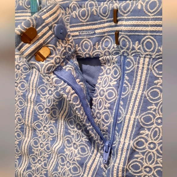 Loft Blue/White Embroidered Shorts size 8 - Picture 5 of 11